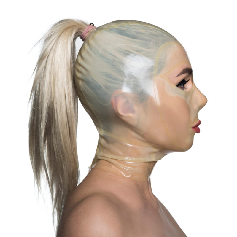 Open ponytail latex hood